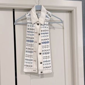 Veronica Beard ecru Jean dickey with multi color stitching